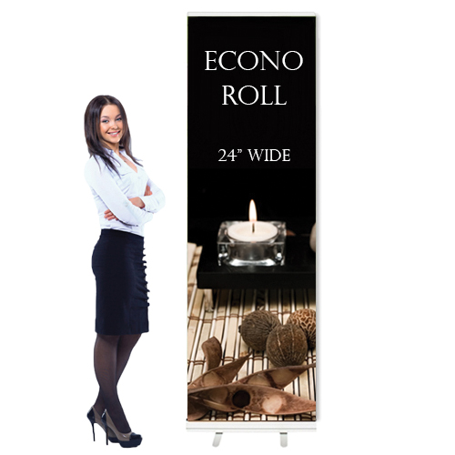 24 x 80 in. Econoroll Retractable Banner Silver Stand (Graphic Package)