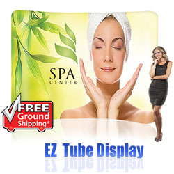 EZ Tube Stretch Fabric Trade Show Popup Display Booths have Tubular Frames with Printed Pillow Case Fabric Graphics Lifetime Hardware Warranty