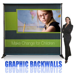 Trade Show Graphic Displays are Great for Graphic Backwall Displays and Graphic Backdrop Displays with Vibrant Full Color Printed Banner Graphics