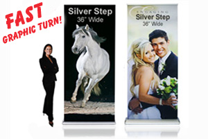 Fast retractable banner stands, custom printing in just 2 - 3 days