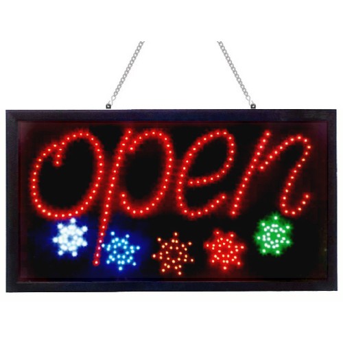 28 x 15 inch Animated LED Open Sign with Multicolored Stars