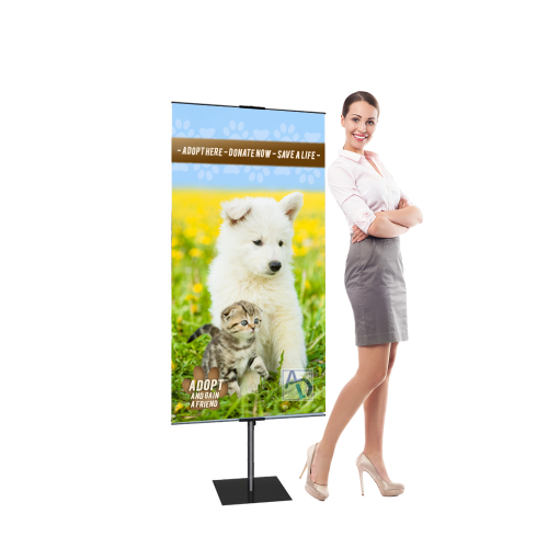 Telescopic Banner Promotional Stand 2' x 3' Double Sided Fabric Print 