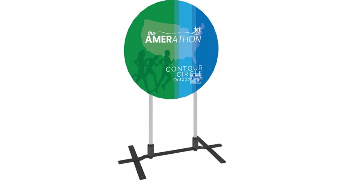 Contour Sign Circle with Plate Base | Portable Promotional Display Sign
