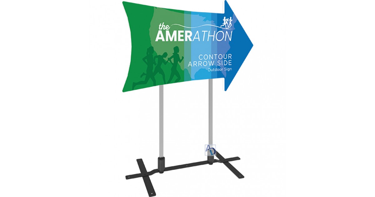 Contour Arrow Side Outdoor Sign with Plate Base | Anything Display