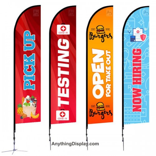 Feather Flag Advertising Printed Flag sign includes pole & black water base 