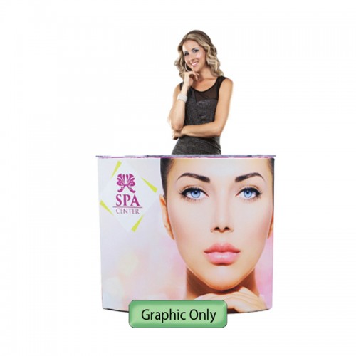 EZ Tube Fabric Counter Single Curved Display With Printed Graphic