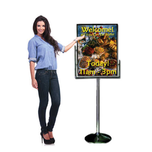 Sign Stand Durable Chrome Floor Stand  Double Sided