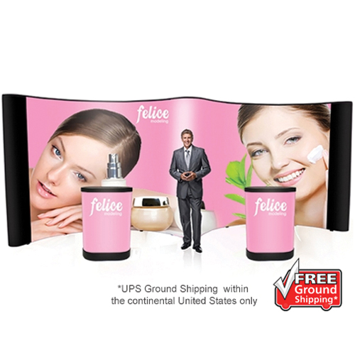 Trade Show Pop Up Display Gullwing 20ft Wide Center Graphic Included