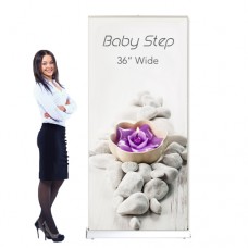 Retractable Advertising Single Sided Banner Stand 36in W Baby Step