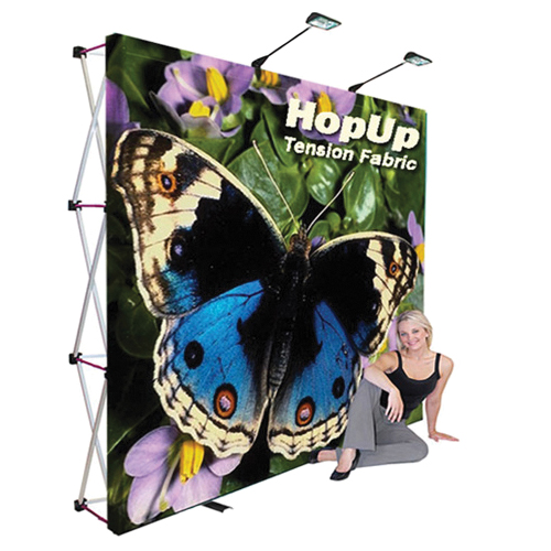 Pop Up Display with Tension Fabric Graphic 10 foot Straight Hop Up