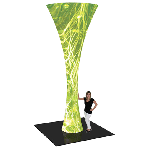 Funnel Trade Show Tower Display with Stretch Fabric Graphic 16ft Tall