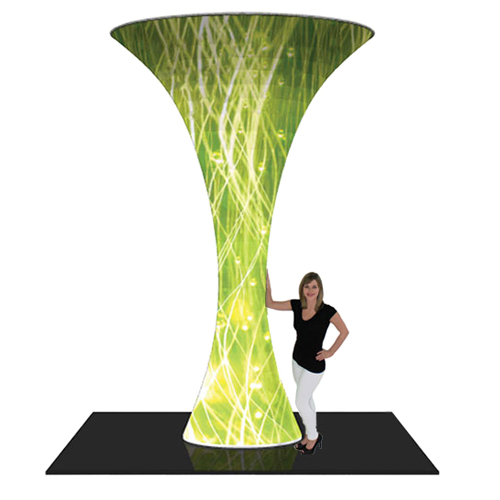 Funnel Trade Show Tower Display with Stretch Fabric Graphic 12ft Tall