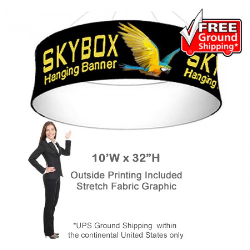 Circle Tradeshow Hanging Tension Fabric Banner Skybox 32h x 10ft wide