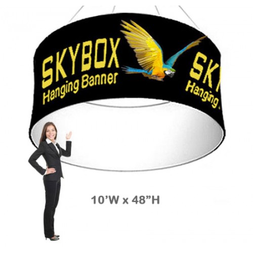 Circle Hanging Banner, Skybox 10ft x 4ft with Printed Banners