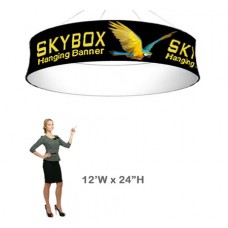 Round Stretch Fabric Ceiling Banner Skybox 24h x 12ft wide Printed