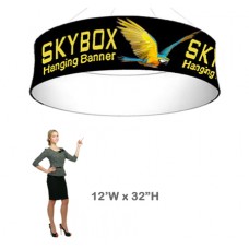 Round Tradeshow Ceiling Tension Fabric Banner Skybox 32h x 12ft wide