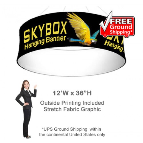Round Ceiling Stretch Fabric Convention Banner Skybox 36h x 12ft wide