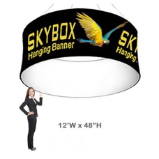 Round Ceiling Banner Display Printed Stretch Fabric Skybox 48h x 12ft