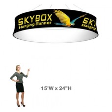 Round Stretch Fabric Ceiling Banner Skybox 24h x 15ft wide Printed