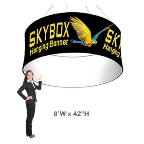 Round Spandex Hanging Trade Show Banner Skybox 42h x 8ft wide Printed