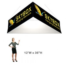Triangle Hanging Banner with Stretch Graphic 36h x 12ft w Skybox