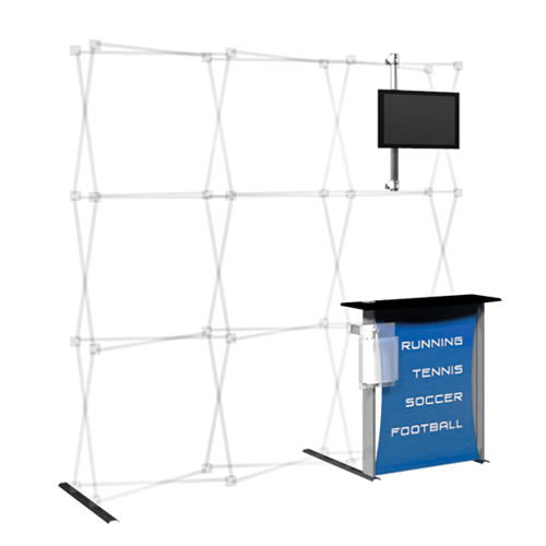 Popup Display Kit 2 with Graphic, Shelf and Monitor Mount Hopup 8 ft