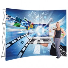 Stretch Fabric Pop Up Displays 12ft wide Curved Booth with Graphic