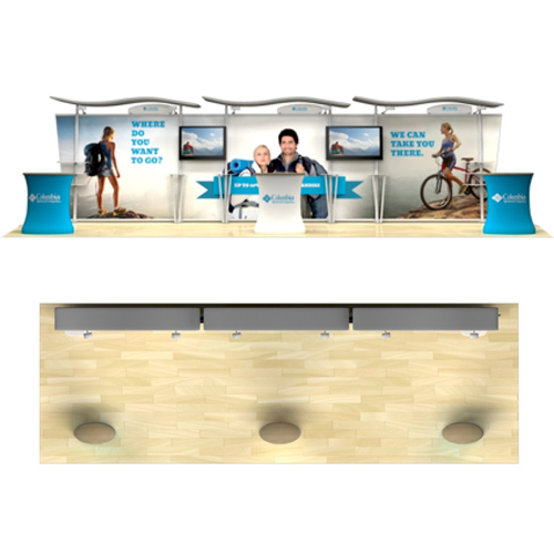 Hybrid Modular Display 30ft Wide Timberline Tapered Booth Graphic Pkg
