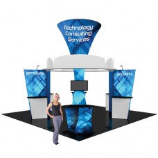 Island Tradeshow Booth with Custom Graphics 20ft x 20ft Fusion Kit 1