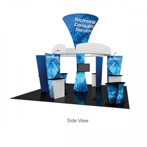 Island Tradeshow Booth with Custom Graphics 20ft x 20ft Fusion Kit 1