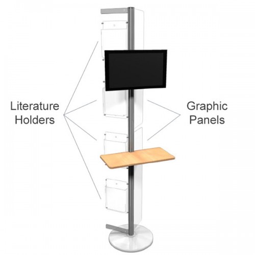 Monitor Kiosk Stand with Handy Shelf Modular Display Linear Kit 07