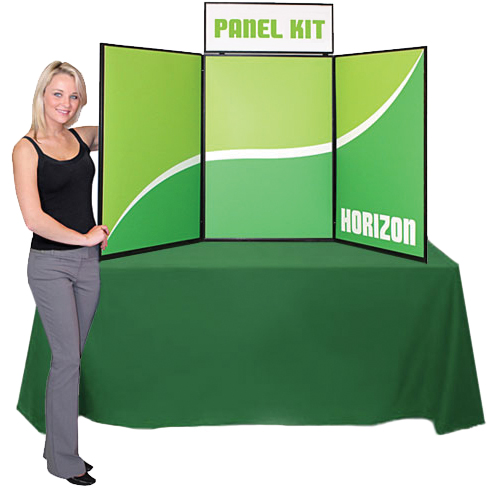 Promo Display Horizon 3 Panel Table Top Fabric Display with Header