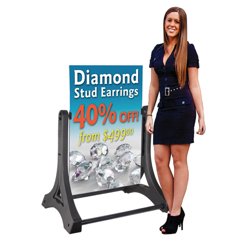 Rolling Sidewalk Sign Stand with 24x36 Sign Blank Ready for Graphics