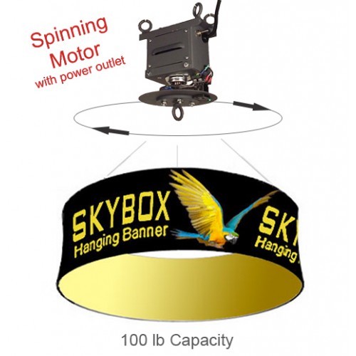 Spinning Motor for Hanging Banner Displays 100lb with Rotating Outlet