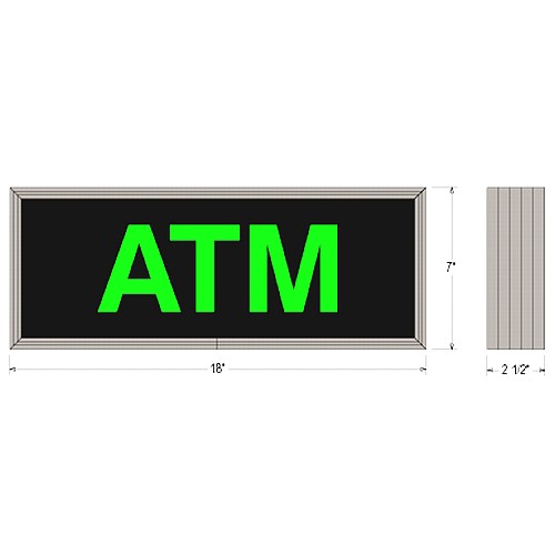 7 x 18 Outdoor LED Backlit ATM Sign Green Block