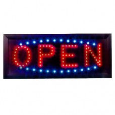 Animated LED Open Sign Rectangular with Blue Accents Small