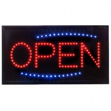 Animated LED Open Sign Rectangular with Blue Accents