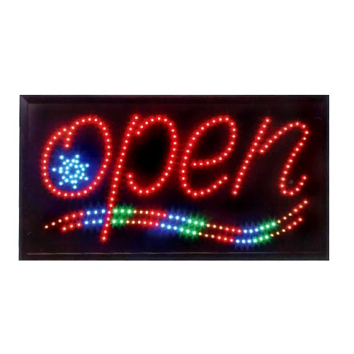 Animated LED Open Sign with Star and Waves