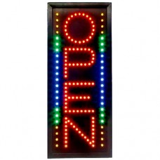 Animated Vertical LED Open Sign with Multicolored Border