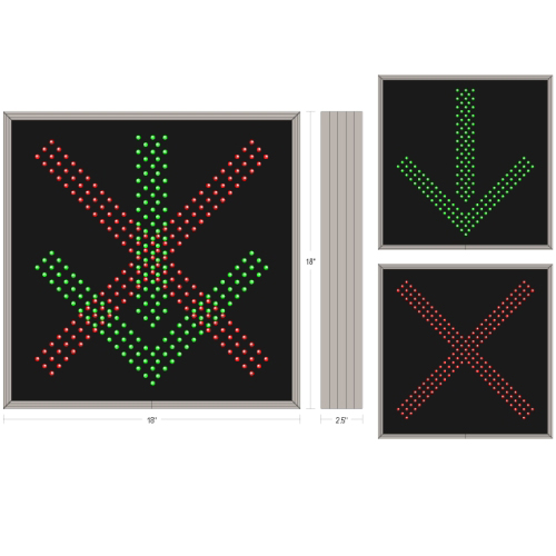 Triple Stroke LED, 18 x 18 Lane Control Traffic Signal