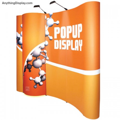 Pop Up Display Booth Coyote Curved 8ft wide with Printed Graphics