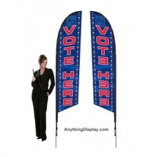 Pre-Printed Vote Here Falcon Flag 10.5ft with Ground Spike
