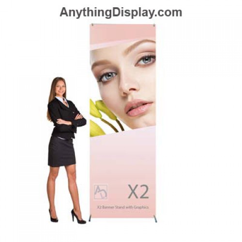 X Banner Indoor Display Stand 31" x 79", with Printed Graphic, X2