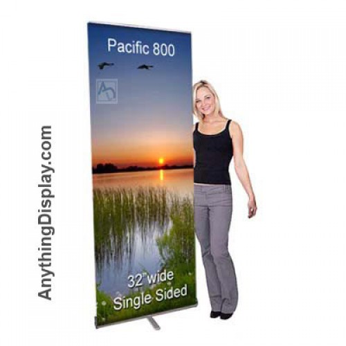 32 inch w Pacific 800 Retractable Rollup Banner Stand 