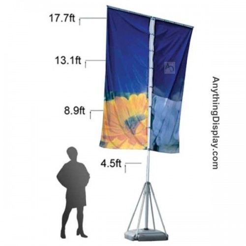Flagpole Telescopic Banner Stand Double Flags Empire 17 ft Tall Flag