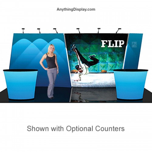 Stretch Fabric Display 20ft wide Flip and Spin Kit 3 Backwall Display