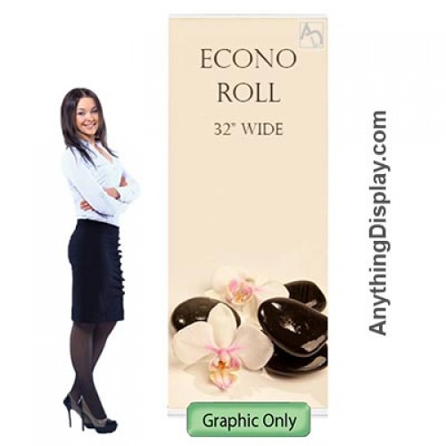 33.5 x 80 in. Econoroll Retractable Banner Silver Stand (Graphic Package)