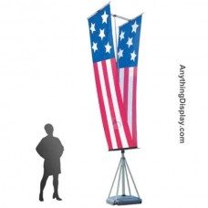 Flagpole Telescopic Stand Parallel Double Flags Empire 17ft Tall Flag