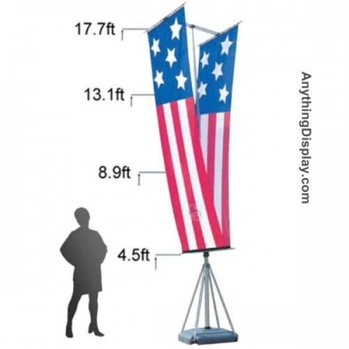 Flagpole Telescopic Stand Parallel Double Flags Empire 17ft Tall Flag