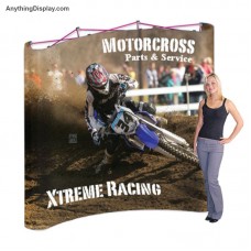 Pop Up Display Booth Coyote Curved 8ft wide with Printed Graphics